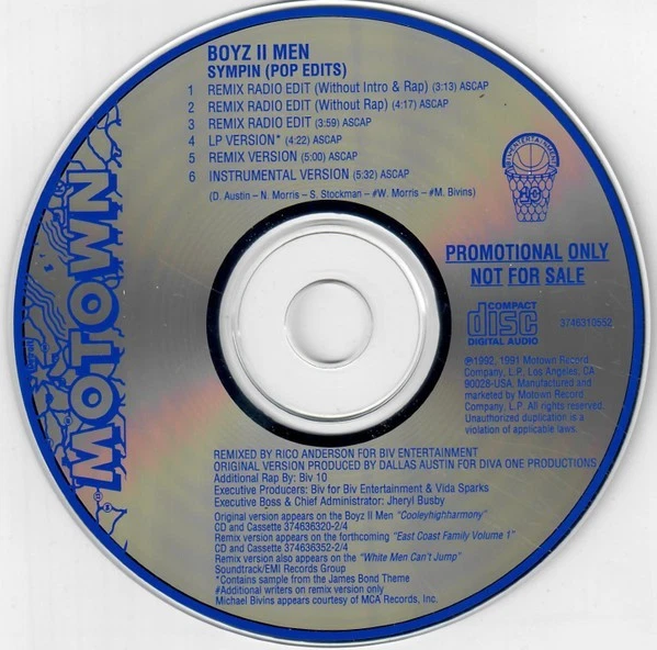BOYZ II MEN - Sympin (Pop Edits) - 6-Mix Promo CD - Image 1 of 1
