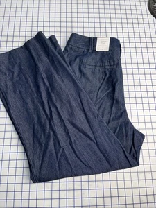 Talbots Weston Pants Womens Sz 14 Blue Denim High Waist Pleated Wide Leg NWT - Picture 1 of 12