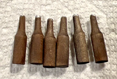 Vintage Handmade Miniature Dollhouse Doll House 6pc Dark Wood Bottles 1 Inch - Image 1 of 4