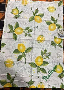 Asciugamano da tè italiano giallo e bianco limone Made in Italy 100% cotone - Foto 1 di 4