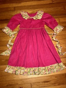 Beaux et Belles Pink Corduroy with Paisley Ruffles Dress Size 6 - Picture 1 of 6