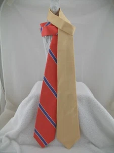 2 Silk Ties: Brooks Brothers 346 Peach w/ Blue Stripe, Turnbull & Asser Yellow - Picture 1 of 7