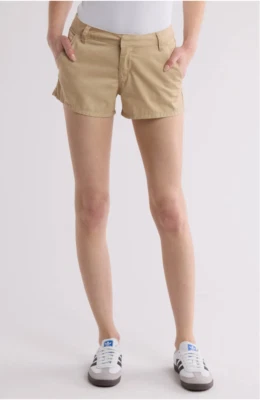 VOLCOM Chino Shorts Womens Size 30 So Chickie Short Khaki Tan Flat Front NWT - Image 1 of 3