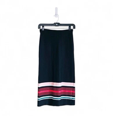 Falda midi Zara cintura alta nueva con etiquetas pequeña negra a rayas lápiz elástico abertura viscosa Foto 1 de 4