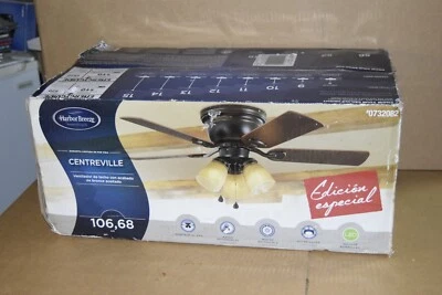 New! Harbor Breeze Centreville 42-in Oil-Rubbed Bronze Flush Mount Ceiling Fan - Image 1 of 4