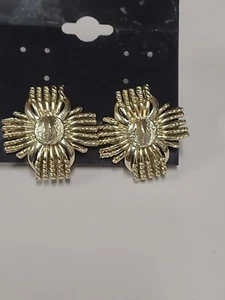 Orecchini Coro Vintage Tono Oro Dorso a Vite Firmati Gioielli - Foto 1 di 6