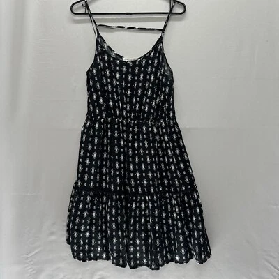 Love Fire Sundress L 青少年黑色白色连衣裙意大利面肩带聚拢腰围 Pom — 第 1/4 张图片