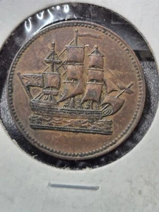 VINTAGE 1835 PRINCE EDWARD ISLAND CANADA 1/2 PENNY SHIPS COLONIES & COMMERCE - Picture 1 of 2