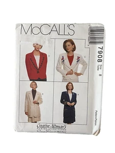 McCalls 7908 Misses' Jackets Lined Raglan "Power" Shoulders & Skirt Vintage 90s - Picture 1 of 2