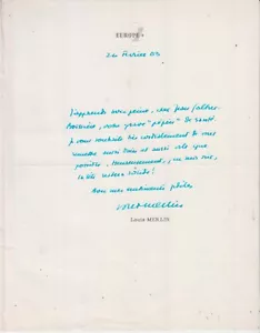 Louis MERLIN (1901-1976) journaliste, Lettre autographe à Jean GALTIER-BOISSIÈRE - Picture 1 of 1