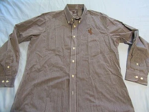 Mens Antigua UW University of Wyoming Cowboys Striped Button Down T Shirt Sz XL - Picture 1 of 5