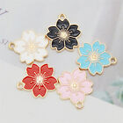 10 pcs Enamel Cherry Blossom Charm Sakura Flower Pendant Earring Crafts 20x18 mm