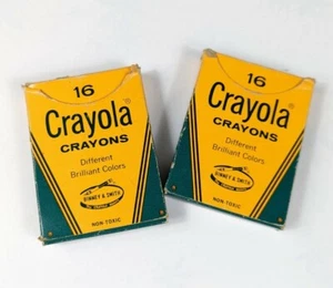 Binney and Smith Vintage CRAYOLA CRAYONS 16 Old Box Design 16 ct each 2 Boxes - Picture 1 of 9