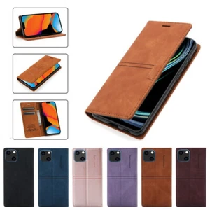 For iPhone 15 14 13 12 11 Pro Max XS 16 8 Leather Wallet Flip Stand Case Cover - Picture 1 of 17