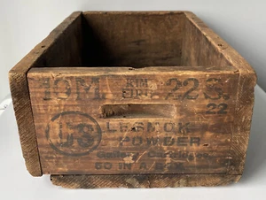 Vintage US Cartridge Co 22 S Lesmok Powder Ammunition Box Advertising Wood Ammo - Picture 1 of 9