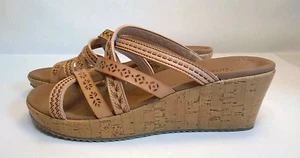 Skechers Women's Sz10 Beverlee Tiger Posse Brown Slip On Wedge Sandals NEW - Picture 1 of 9