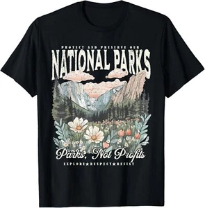 Floral Protect Our National Parks Retro Nature Conservation T-Shirt - Picture 1 of 4