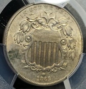 1869 5 CENT SHIELD NICKEL PCGS GENUINE ENV. DAMAGE-AU DETAIL RPD FS-1303 (258) - Picture 1 of 10