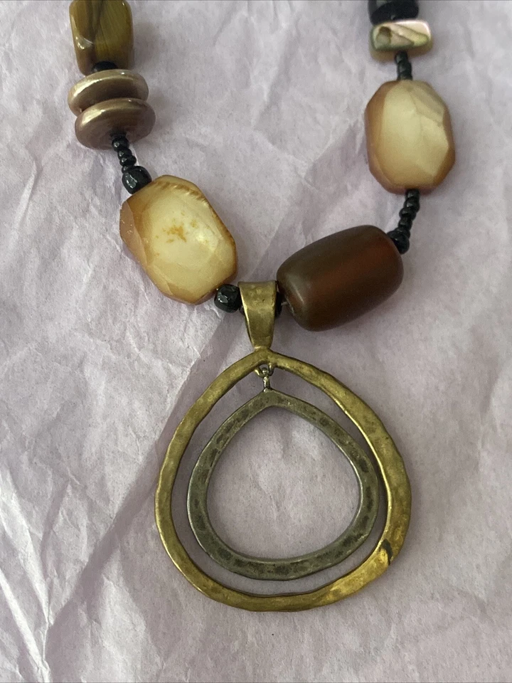 Colar pingente Silpada prata esterlina bronze pérola concha chifre  - Imagem 1 de 1