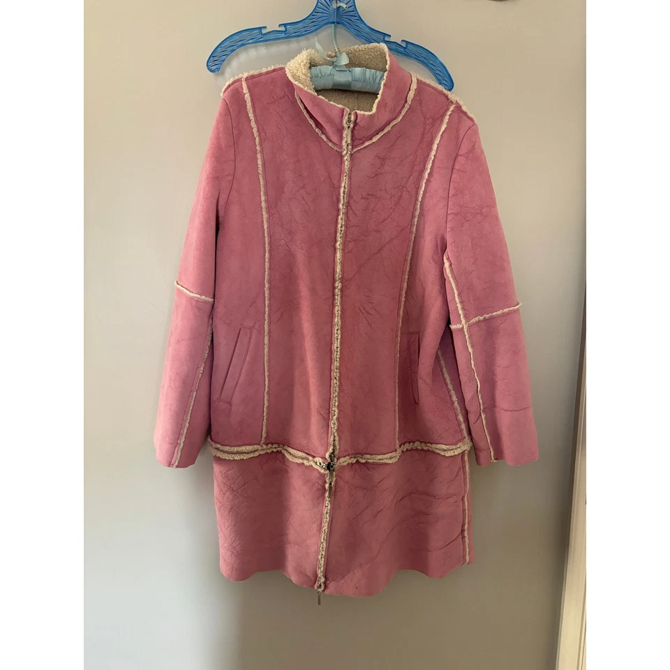 Chaqueta de Colección Suzanne Somers Bebé Rosa Sherpa Forrada con Cremallera 1X Foto 1 de 4