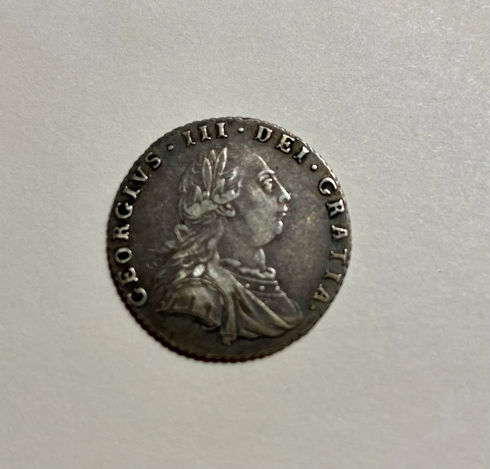 1787 Great Britain Six Six Pence Coin, Georgius III, UK, Silver, EF/AU - Image 1 of 2