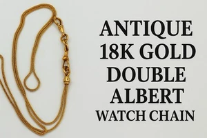 Antique French 18k Gold Slide Watch Chain 76cm Victorian Triple-Strand ca. 1880s - Picture 1 of 13