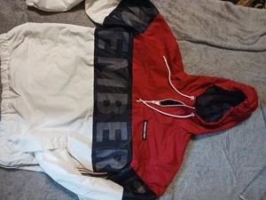 Mens Members Only Red White Blue Pull Over Windbreaker Hoody S - Picture 1 of 7