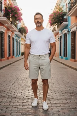 Pantalones Cortos Margaritaville Para Hombres 4 Vías Elastizados Secado Rápido Plateados Abedul Talla 40 W x 7 L Foto 1 de 4