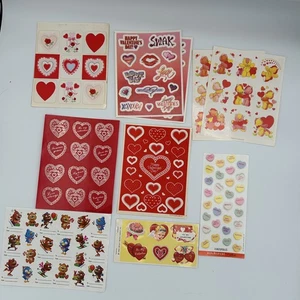 Lotto 10 foglietti vintage San Valentino cuori carini orsi retrò amore set adesivi misti - Foto 1 di 11