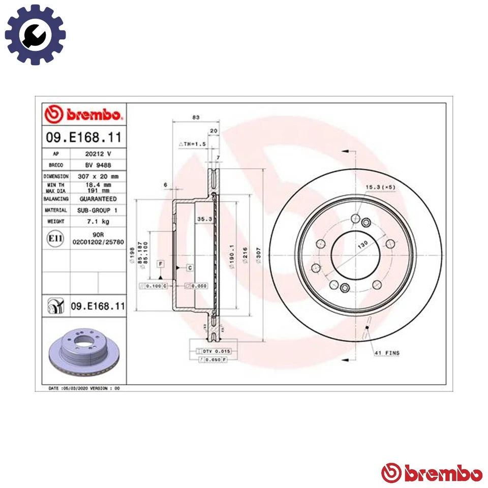 2x BRAKE DISC 09.E168.11 FOR SSANGYONG RODIUS/II/VAN D22DTR 2.2L D20DTR 2.0L - Image 1 of 4