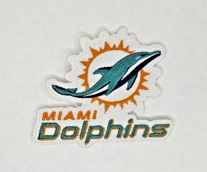 Miami Dolphins NFL Team Logo Embroidered 3in Iron / Sew-On Patch - Picture 1 of 3
