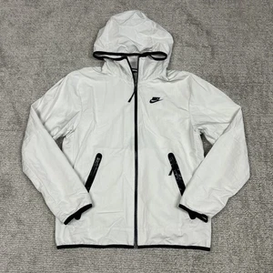 Chaqueta cortavientos Nike para hombre pequeña tecnología tejida cremallera completa forrada blanca DQ4340-030 - Imagen 1 de 10