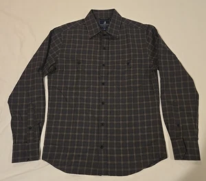 Wool&Prince Wool Flannel Utility Shirt Men Slim Fit Small Charcoal Heather Plaid - Picture 1 of 9