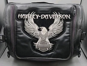 Harley-Davidson 100 Year Anniversary Rear Seat Bag Black Leather Luggage Barrel - Bild 1 von 14