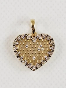 Pandora Shine Honeycomb Lace Heart Dangle Pendant Charm 18k Gold Plated Genuine - Picture 1 of 10