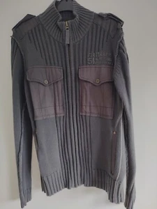 Firetrap Mens Grey Full Zip Jumper Size M Excellent Condition - Picture 1 of 12