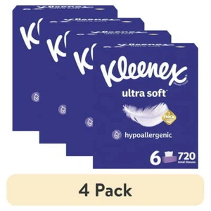 (24 pack) Kleenex Ultra Soft Facial Tissues, 6 Flat Boxes, 120 Tissues per Box.. - Picture 1 of 4