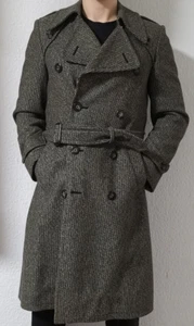 Herren Trenchcoat Mantel Zweireiher New European Styl Vintage 80% Schurwolle - Picture 1 of 24