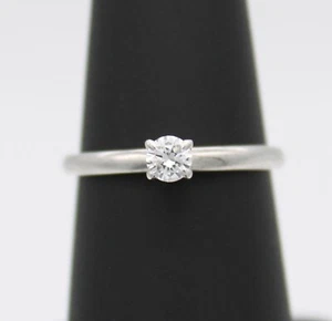 VINTAGE ORANGE BLOSSOM 18KT WHITE GOLD .18 CT DIAMOND SOLITAIRE ENGAGEMENT RING - Picture 1 of 10