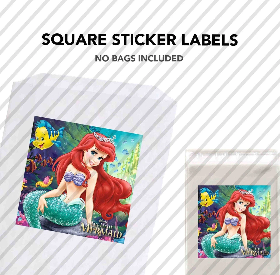 12 Sirenita Ariel 2.5" Etiqueta Adhesiva Bolsa Caja de Golosinas Fiesta Favor Princesa Foto 1 de 1