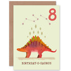 Dinosaur Stegosaurus 8th Birthday Blank Greeting Card With Envelope