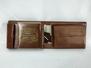 Vintage Neu Herren Goldwall Braun Rindsleder Geldbörse In Box - Bild 1 von 8