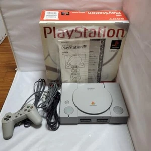 SONY PlayStation PS1 SCPH-5500 Console w/Box Japan Import Retro Gaming Set - Picture 1 of 24