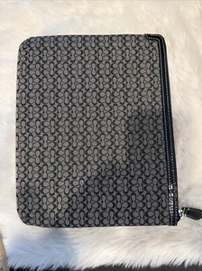 Coach Black Signature Tablet/ iPad Case Holder Zip 8x10inches Padded NEW - Picture 1 of 5