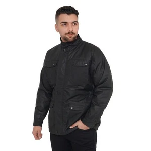 Men's Biker Style Wax Cotton Jacket Biker Style Waxed Coat British UK - Picture 1 of 8