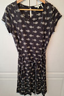 Fat Face Brown Fish Print Sleeveless Modal Cotton Dress With Tie Size 8
