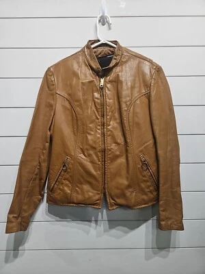Vtg Brooks Brown Leather Motorcycle Biker Biker Cafe Racer Jacket Coat Mens 38  - Image 1 of 4
