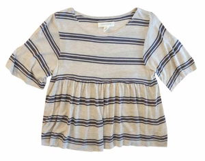 TREASURE & BOND Girls 8 Striped Jersey Top Beige and Gray NWT - Picture 1 of 2