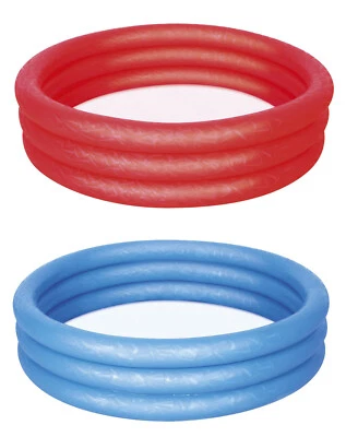 # 2x Kinderpool Ø 122 cm Planschbecken Pool Badebecken Babybecken rot + blau - Bild 1 von 4