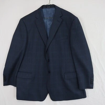 Joseph & Feiss Blazer Mens 46S Gold Wool Blend 2-Button Suit Jacket Blue Plaid - Image 1 of 4